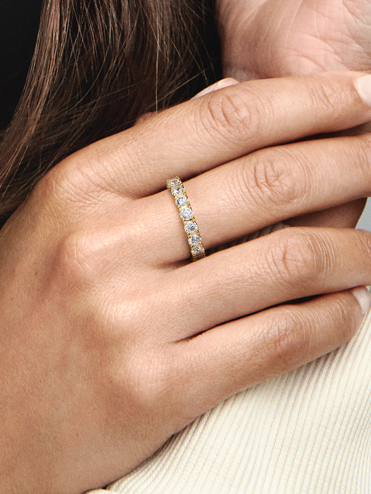 Sparkling Row Eternity Ring - 14k gold plating