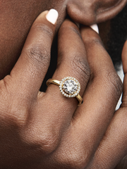 Sparkling Round Halo Ring - 14k gold plating