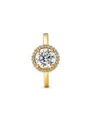 Sparkling Round Halo Ring - 14k gold plating