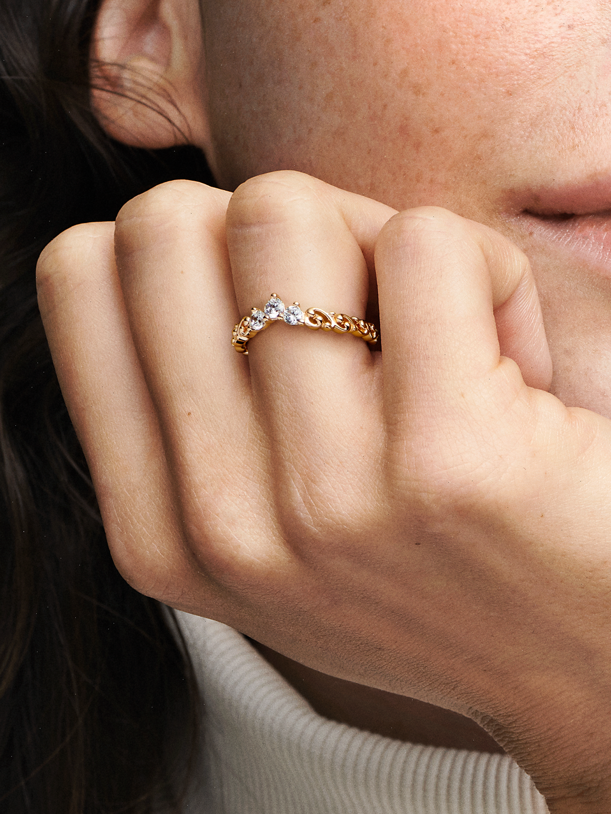 Regal Swirl Tiara Ring - 14k gold plating