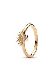 Celestial Sparkling Sun Ring - 14k gold plating