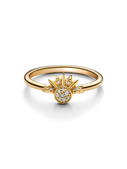 Celestial Sparkling Sun Ring - 14k gold plating