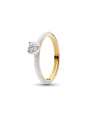 White Chakra Heart Ring - 14k gold plating