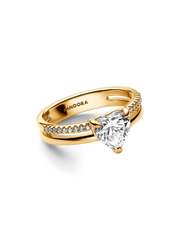 Double Band Heart Ring - 14k gold plating