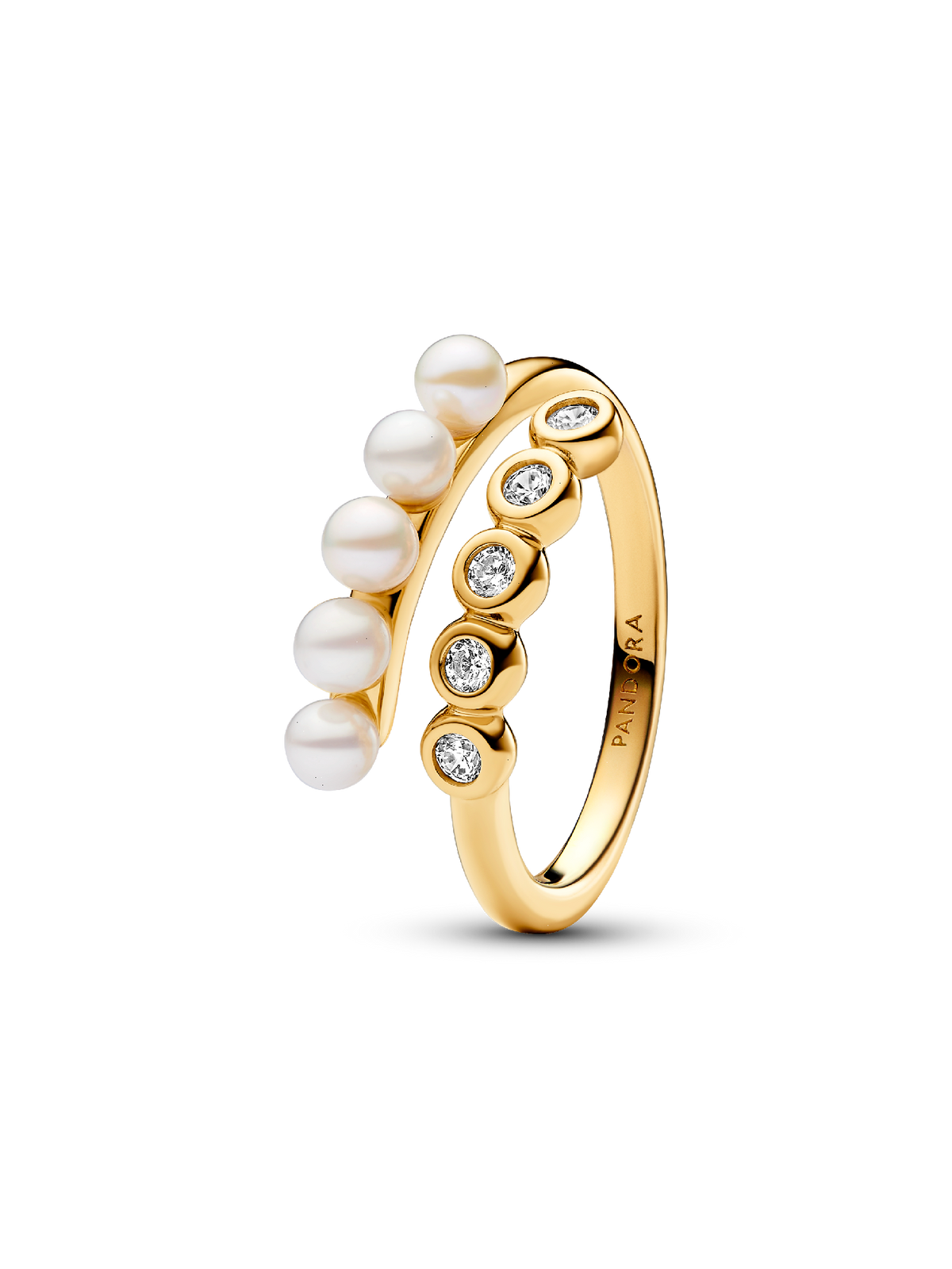 FINAL SALE - Treated Freshwater Cultured Pearls & Stones Open Ring - 14k gold plating