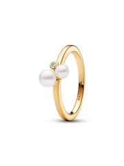 FINAL SALE - Duo Treated Freshwater Cultured Pearls Ring - 14k gold plating