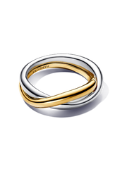 Two-tone Entwined Bands Ring - Sterling silver, 14k gold plating