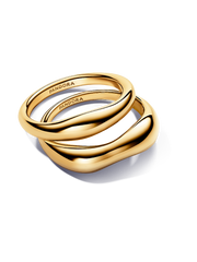 Organically Shaped Stacking Rings - 14k gold plating
