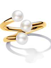 FINAL SALE - Treated Freshwater Cultured Pearl Open Ring - 14k gold plating