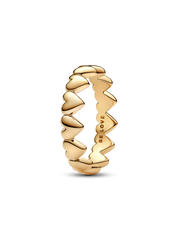 Row of Hearts Ring - 14k gold plating