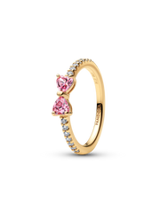 Sparkling Pink Bow Ring - 14k gold plating