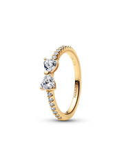 Sparkling Clear Bow Ring - 14k gold plating