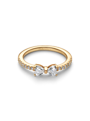 Sparkling Clear Bow Ring - 14k gold plating