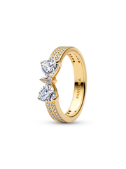 Sparkling Bow Double-row Ring - 14k gold plating
