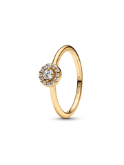 Round Pave Halo Ring - 14k gold plating