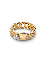 Pavé Cuban Chain Ring - 14k gold plating
