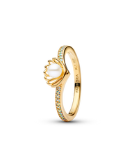 Disney Princess Ariel Shell Treated Freshwater Cultured Pearl Ring - 14k gold plating