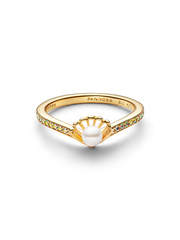 Disney Princess Ariel Shell Treated Freshwater Cultured Pearl Ring - 14k gold plating
