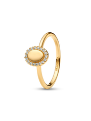 Engravable Oval Halo Ring - 14k gold plating