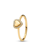 Engravable Heart Halo Ring - 14k gold plating