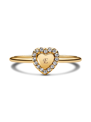 Engravable Heart Halo Ring - 14k gold plating