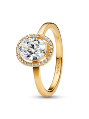 Oval Sparkling Halo Ring - 14k gold plating