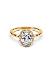 Oval Sparkling Halo Ring - 14k gold plating