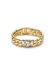 Heart Cuban Chain Ring - 14k gold plating