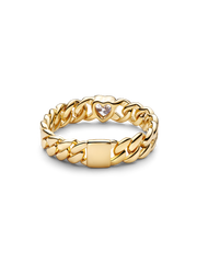 Heart Cuban Chain Ring - 14k gold plating