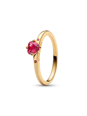 Sparkling Red Heart Ring - 14k gold plating