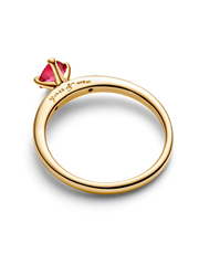 Sparkling Red Heart Ring - 14k gold plating