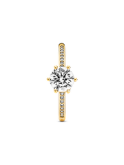 Clear Sparkling Crown Solitaire Ring - 14k gold plating
