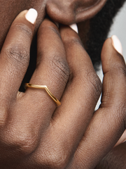 Polished Wishbone Ring - 14k gold plating