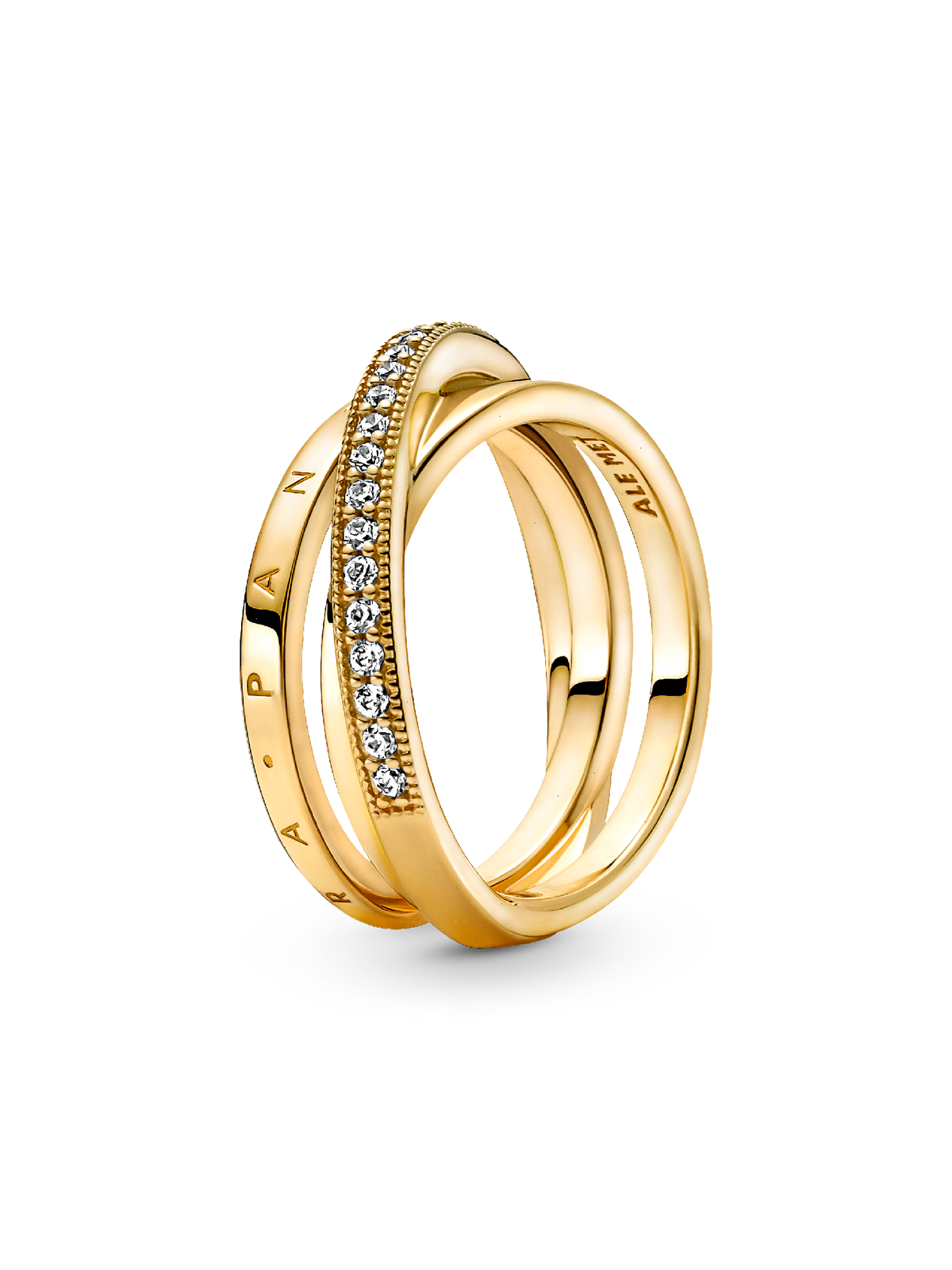Crossover Pavé Triple Band Ring - 14k gold plating