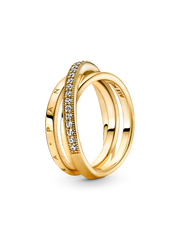 Crossover Pavé Triple Band Ring - 14k gold plating