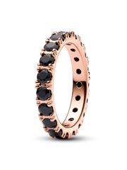FINAL SALE - Black Sparkling Row Eternity Ring - 14k rose gold plating