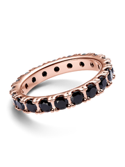 FINAL SALE - Black Sparkling Row Eternity Ring - 14k rose gold plating