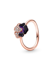 FINAL SALE - Deep Purple Pansy Flower Ring - 14k rose gold plating