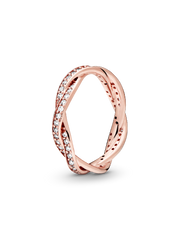 Sparkling Twisted Lines Ring - 14k rose gold plating