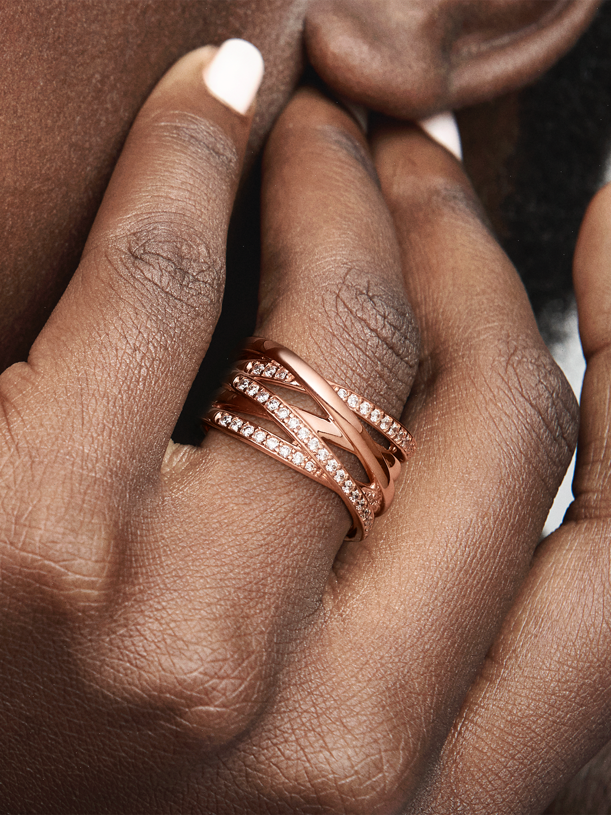 Sparkling & Polished Lines Ring - 14k rose gold plating