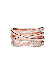 Sparkling & Polished Lines Ring - 14k rose gold plating
