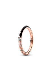FINAL SALE - Pandora ME Pavé & Black Dual Ring - 14k rose gold plating