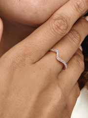 Sparkling Wave Ring - 14k rose gold plating
