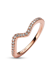 Sparkling Wave Ring - 14k rose gold plating