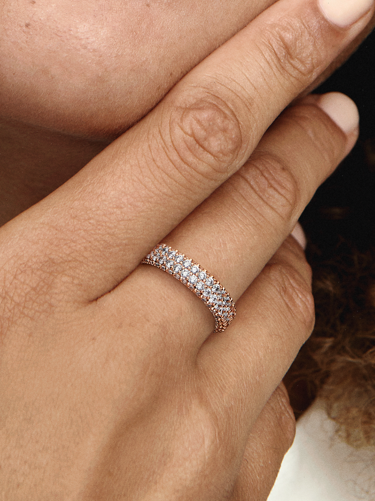 Pandora Timeless Pavé Double-row Ring - 14k rose gold plating