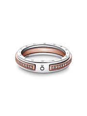 Pandora Signature Two-tone Logo & Pavé Ring - Sterling silver, 14k rose gold plating