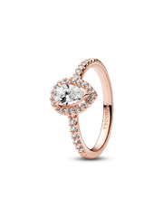 Sparkling Pear Halo Ring - 14k rose gold plating