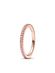 Sparkling Pink Band Ring - 14k rose gold plating