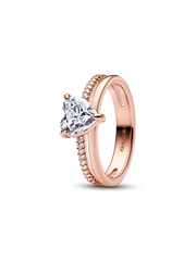 Double Band Heart Ring - 14k rose gold plating