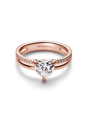 Double Band Heart Ring - 14k rose gold plating